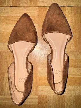 a new day Pointed D'Orsay Flats in Brown Suede